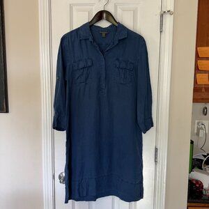 Tommy Bahama Two Palms Patch Pocket Linen Shirt Dress - Navy - Medium